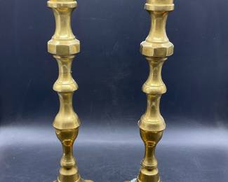 Pair XL Vintage Brass Candlesticks, 17 Inch Height