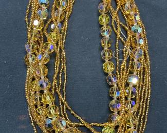 Vintage Yellow Crystal Beaded Necklace
