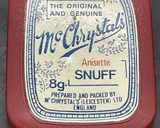 Vtg McChrystals Anisette Snuff Red Container, Eng