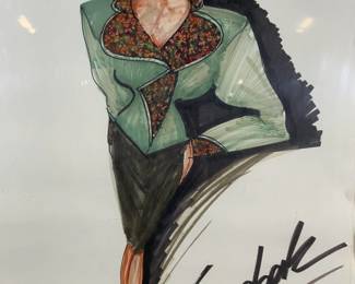 Framed & Signed Fashion Model Woman Illustration