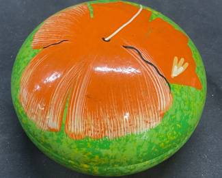 Hand Painted Wood Hibiscus Flower Trinket Box