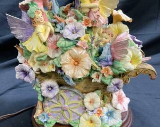 Composite Fairy & Floral Table Lamp W Shade