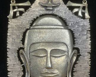 Gold Tone Buddha Head Pendant Necklace