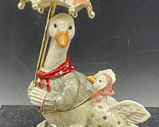 KEREN KOPAL Enamel Geese Trinket Box, Bx