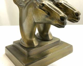 FRANKART Dbl Horse Head Cast Metal Bookend