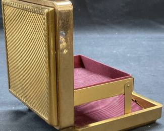 Vintage Gold Tone Folding Tray Jewelry Box