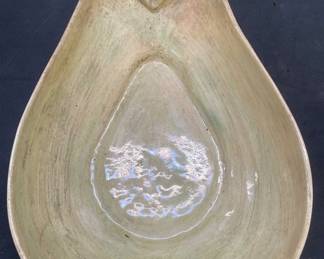 Vtg Wolper Art Studio Green Ceramic Pear Bowl