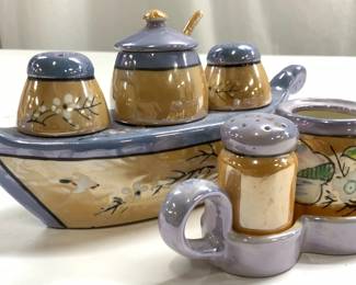 Vntg Lusterware Porc S&P Shakers & Condiment Jars