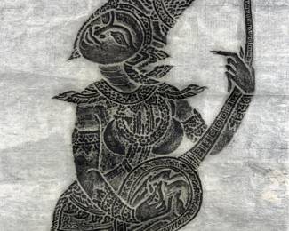 Thai Charcoal Temple Rubbing on Paper