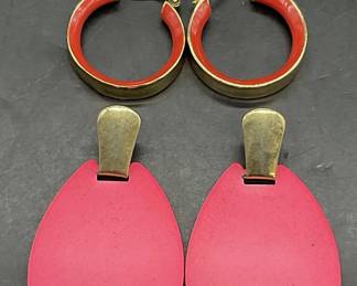 Lot 3 Geometric & Heart Form Earrings