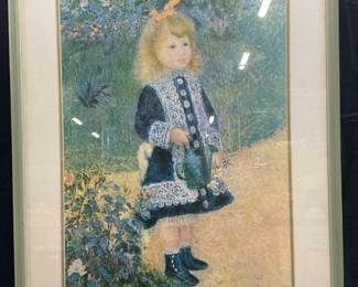 Framed Renoir Girl with Watering Can Lithograph
