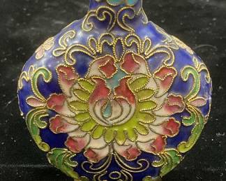 Vintage Enamel Cloisonne Floral Perfume Bottle