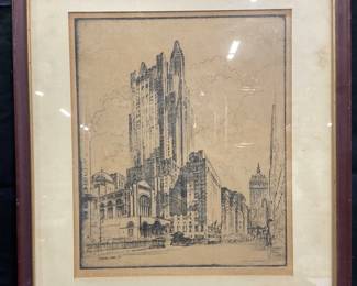 Signed Alexander Stern Waldorf Astoria Etching