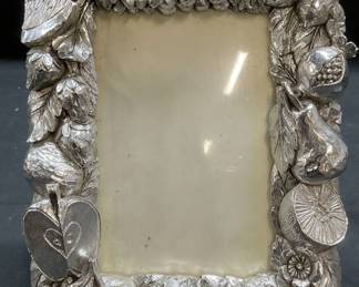Silver Tone Fruit Motif Picture Frame