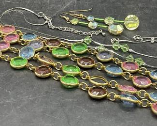 Lot 4 Multicolored Crystal Necklaces & Earrings