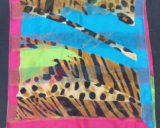 Honey Green Pink Blue Animal Print Scarf