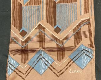 Vintage Echo Chinon Silk Brown Graphic Scarf