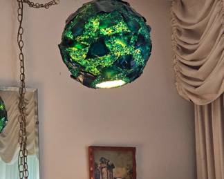 Blue Glass Swag Lamp, Fully Functional!