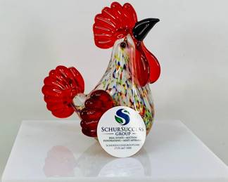 Murano-Style Art Glass Rooster