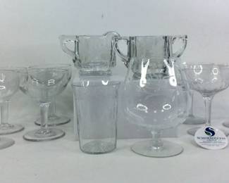 Heavy Etched GLass Floral Sugar & Cream Set and More