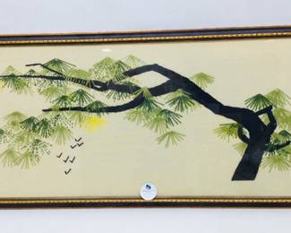 Oriental Ming Tree Crewel Embroidery