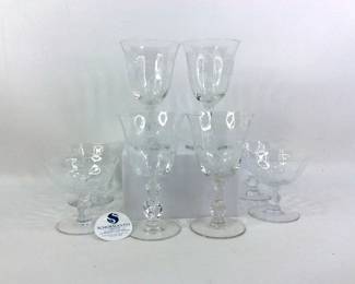 Heisey Rose Etched Glass Water Glasses and Sherbet Glasses
