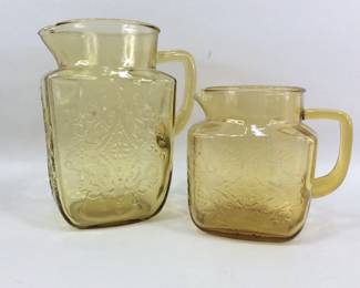 Vintage Federal Madrid Glass Yellow Pitchers