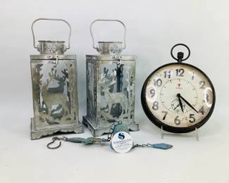 Metal Holiday Lanterns, Wall Clock and More
