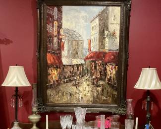 Impasto painting, fine Crystal stemware and vases