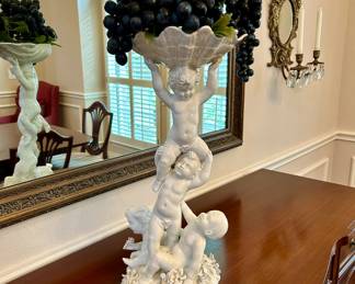 Vintage Italian White Cherub Pedestal