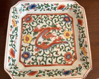 Vintage Kozangama Otagiri Red Dragon Plate made in Japan