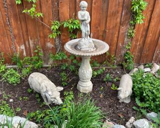 Concrete Fountain and Pigs