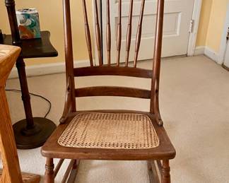 Vtg. Rocking chair w/cane seat