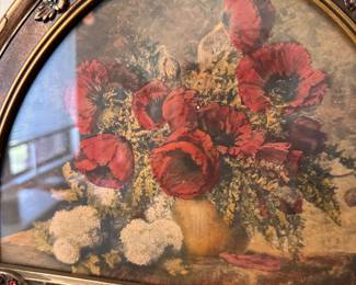 Antique Mirror with Poppy Design