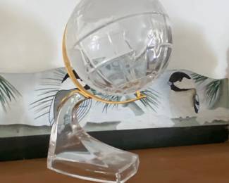 Vintage Heavy Glass Crystal World Globe