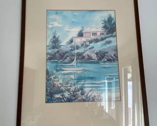 watercolor landscape - sailboat