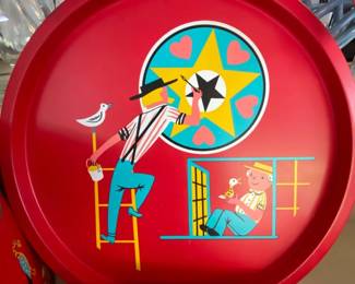vintage Bachman's Bakeries Red Metal Tin Tray