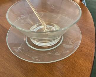 Princess House Heritage Etched Glass Condiment Bowl