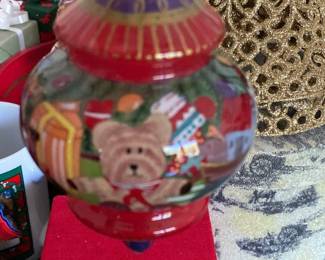 Pier 1 Tree with Toys Handpainted Snowman Bear Christmas Ornament