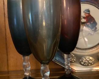 Set of 3 Murano Wine/Champagne Glasses