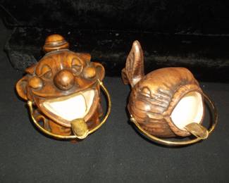 Ceramic and Brass Ashtrays