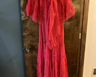 1940's 3-piece red evening gown