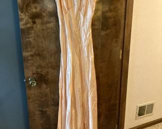 1940's peach satin evening gown