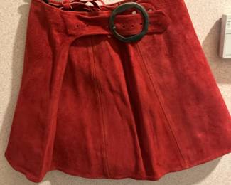 1960's red suede mini skirt