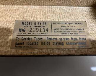 Label on RCA Victor record player