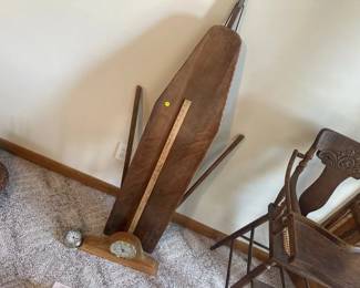 MANTLE CLOCK , WOODEN IRONING BOARD