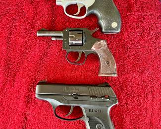 H&S .22 Long
Taurus 850 .38 Special Ultra Lite
Ruger LC9 9mm Luger