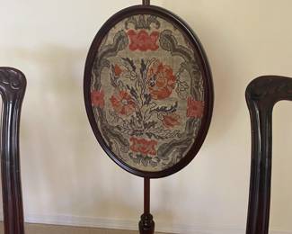 Antique Fireplace Pole Screen embroidered