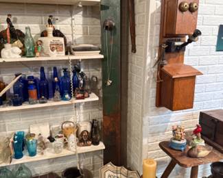 Route 66 Sign, Stromberg-Carlson Telephone, Antique Bottle Collection