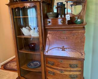 Art Nouveau Curio Secretary Desk